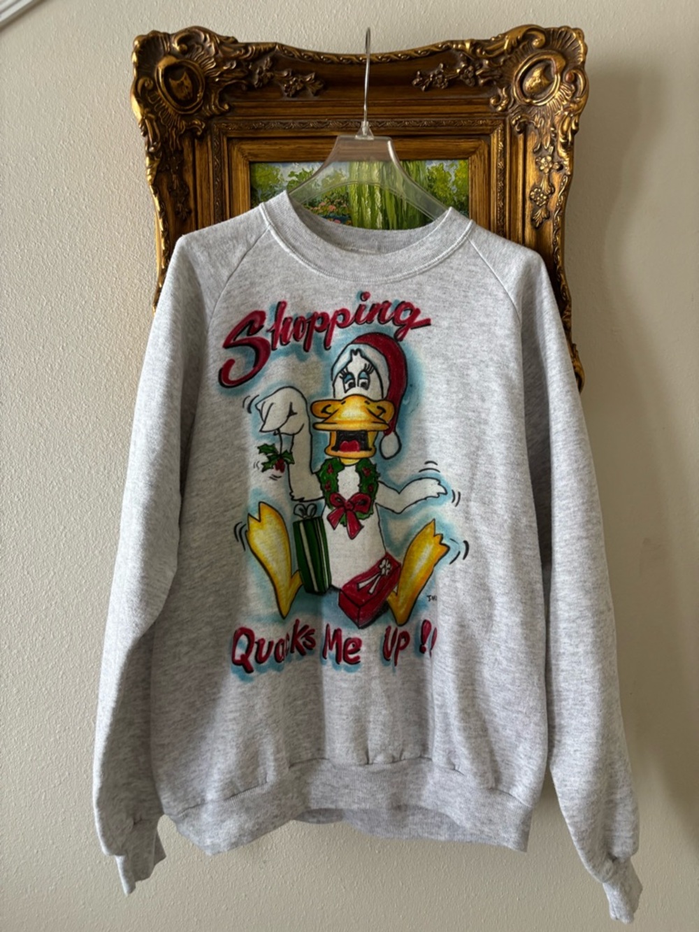 Jerzees Vintage Sweatshirt with Shopping Duck Graphic